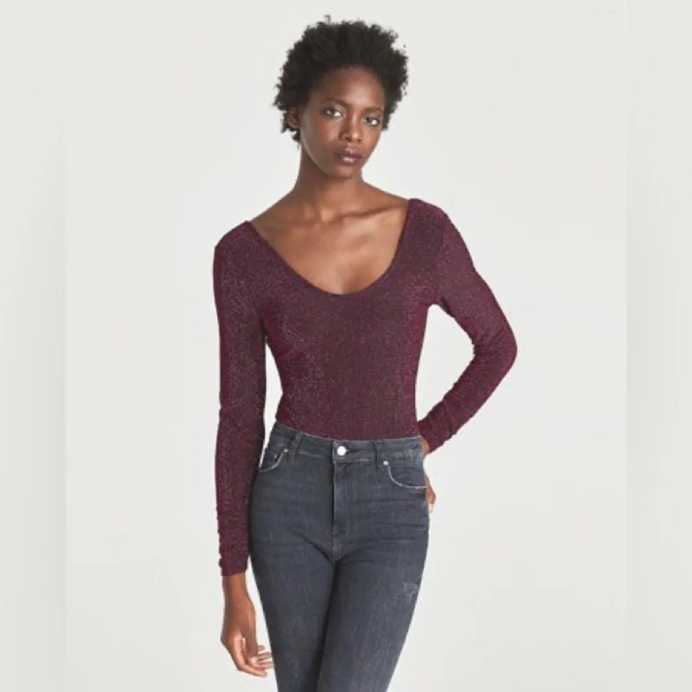 Zara Shimmery Knit Bodysuit Size Medium- NWT